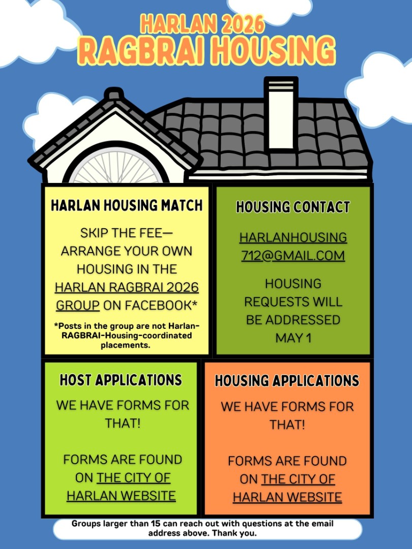HARLAN 2026 RAGBRAI HOUSING INFO